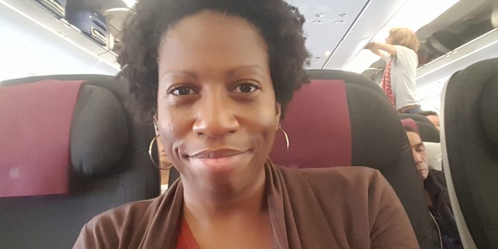 Kennesha on the airplane