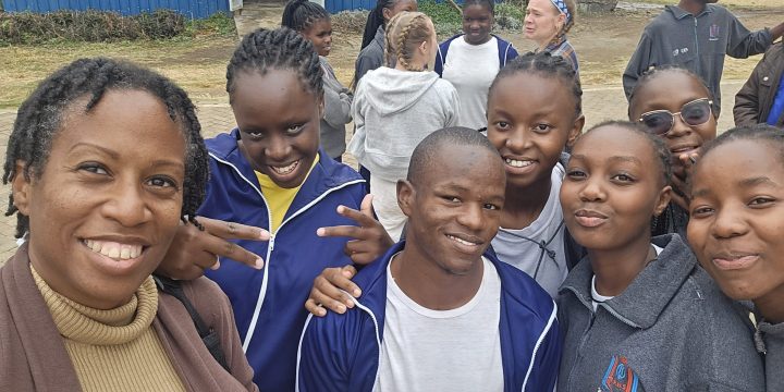 Selfie with former Happy Life Christian School students, now at Faith Premier High School, during a 2026 reunion in Kenya.