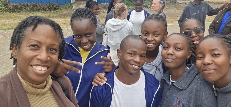 Selfie with former Happy Life Christian School students, now at Faith Premier High School, during a 2026 reunion in Kenya.